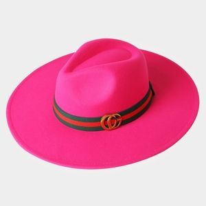 Pink Metal GG Logo Accented Luxury Fedora